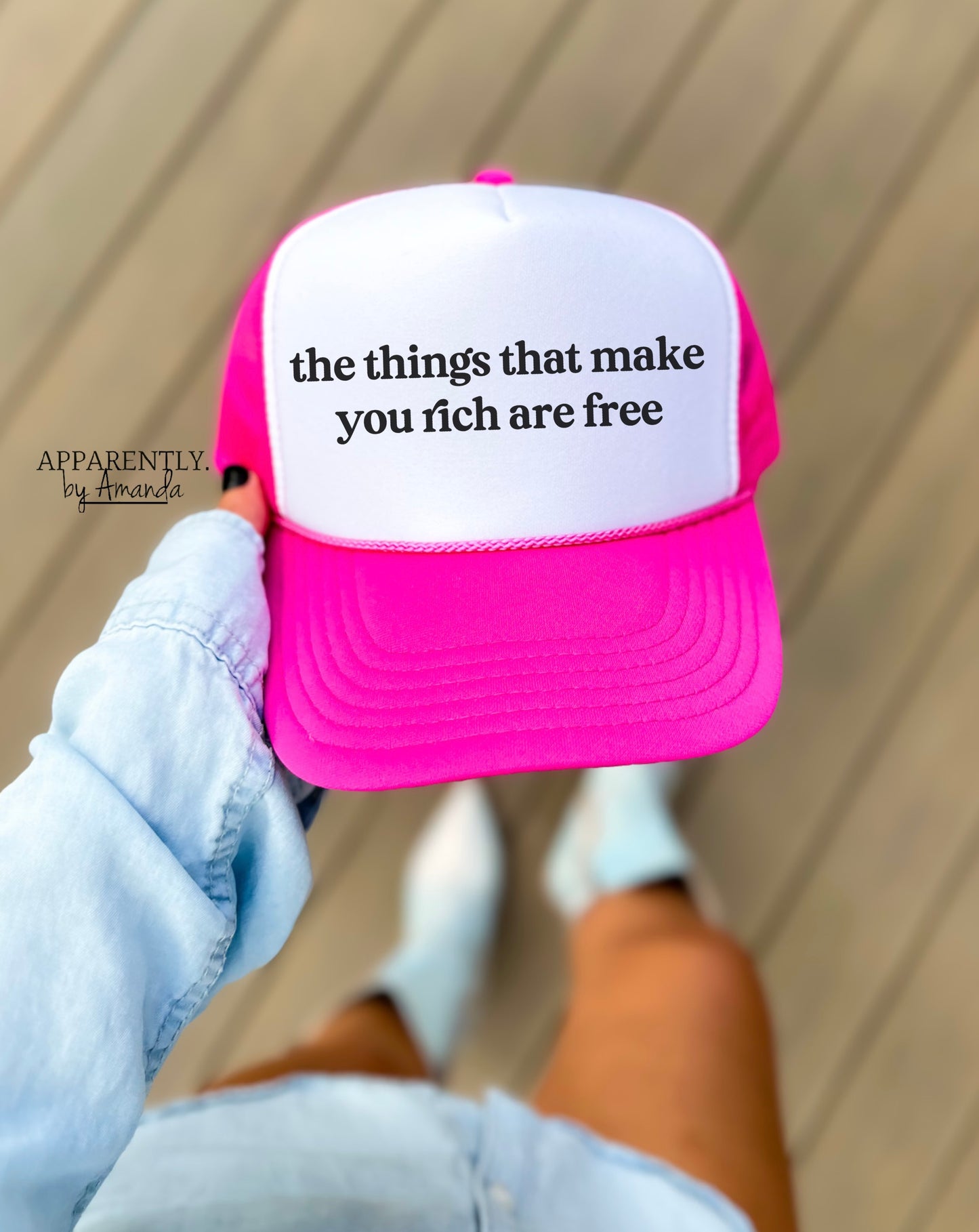The Things That Make You Rich are Free Snapback Adjustable Trucker Hat | lowered edition
