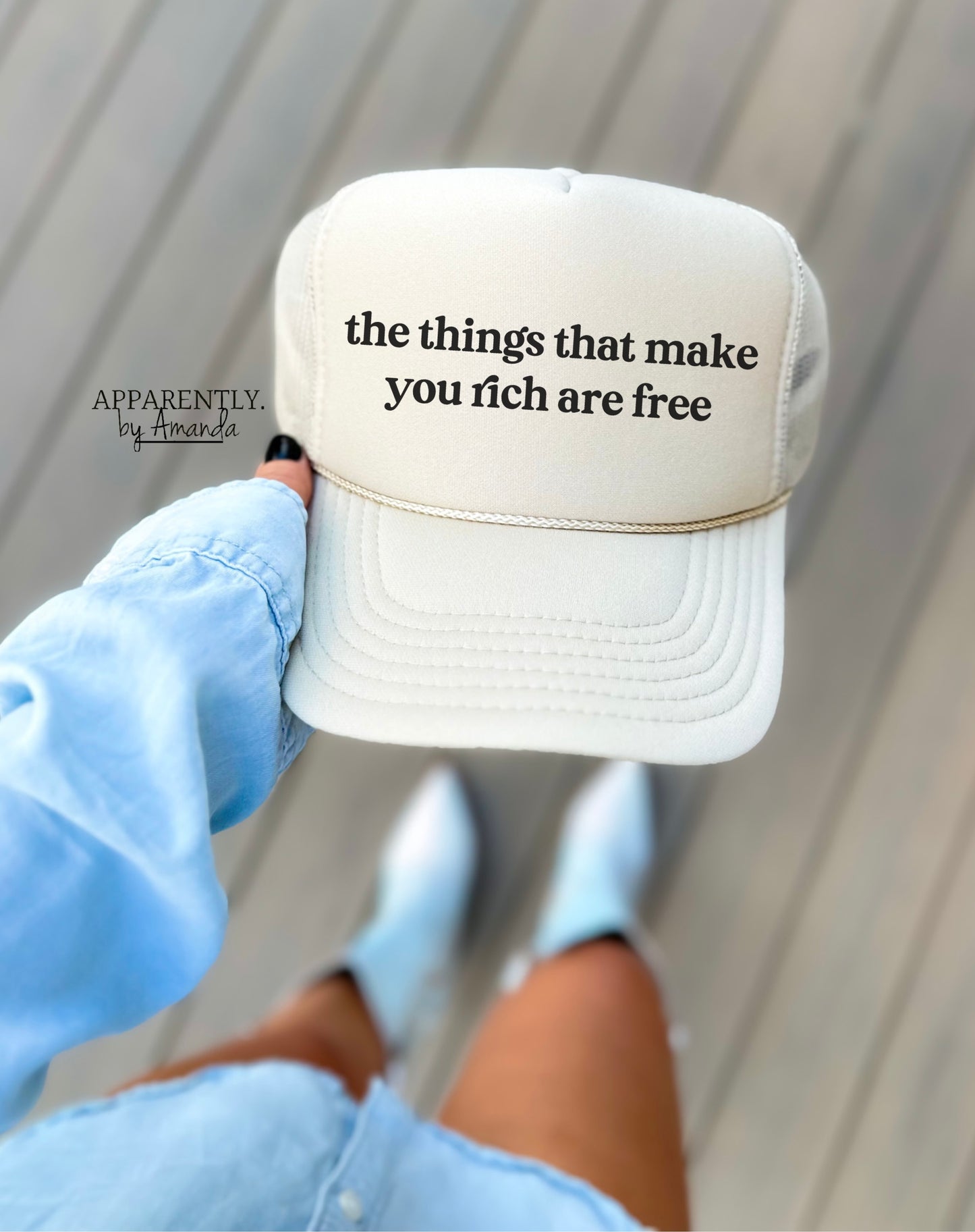 The Things That Make You Rich are Free Snapback Adjustable Trucker Hat | lowered edition