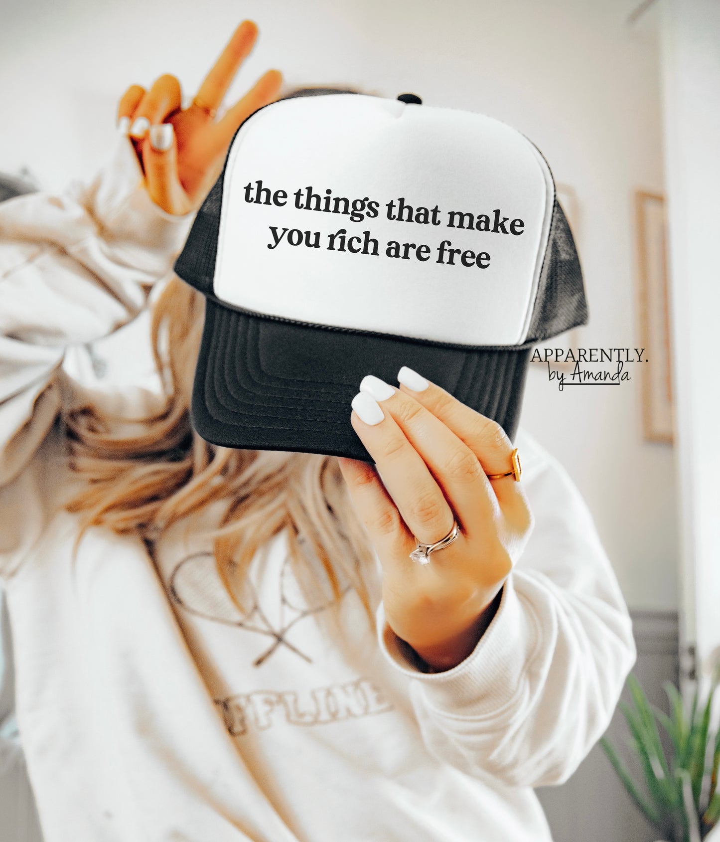 The Things That Make You Rich are Free Snapback Adjustable Trucker Hat | lowered edition