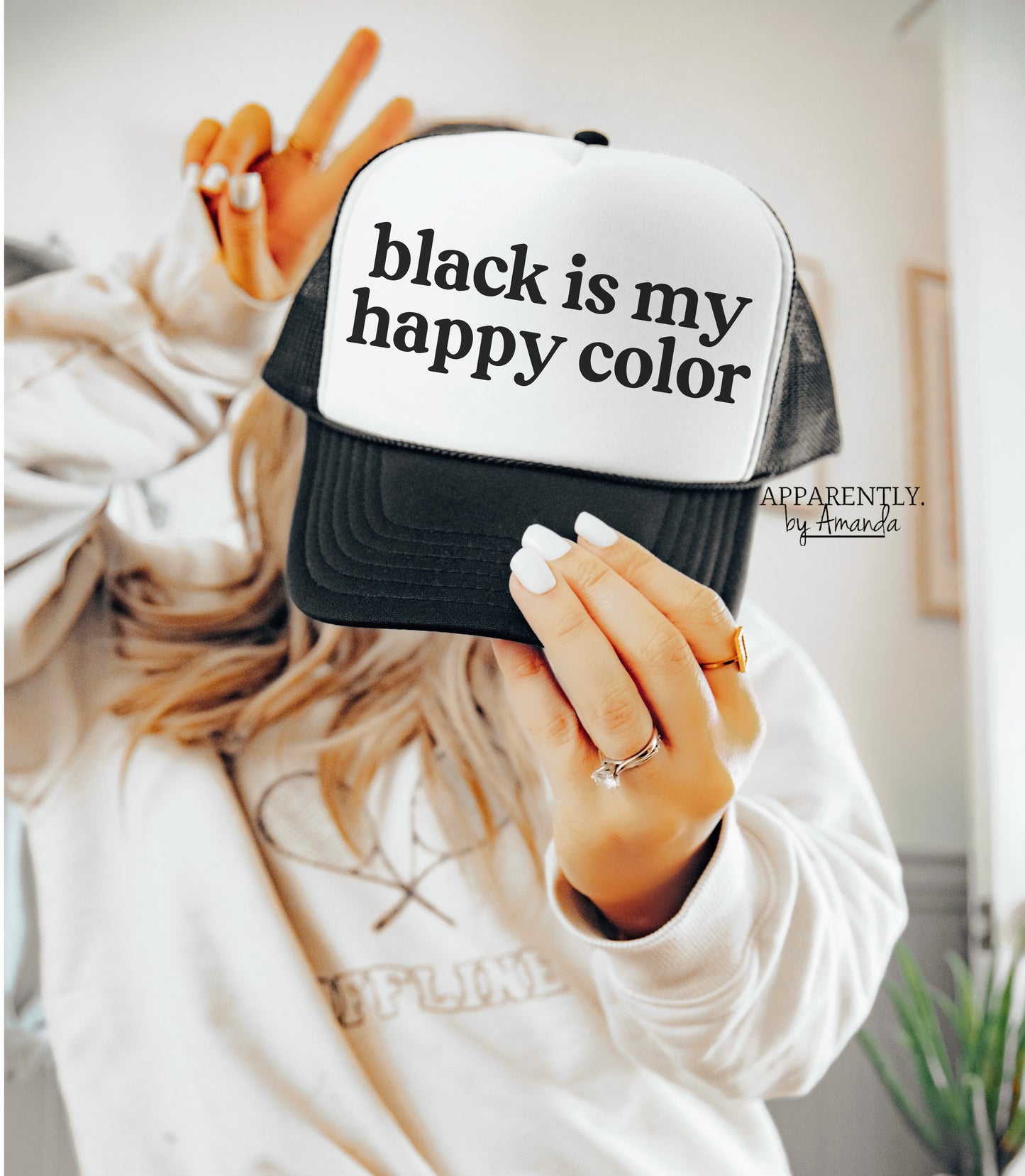 Black is My Happy Color Snapback Adjustable Trucker Hat | lowered edition