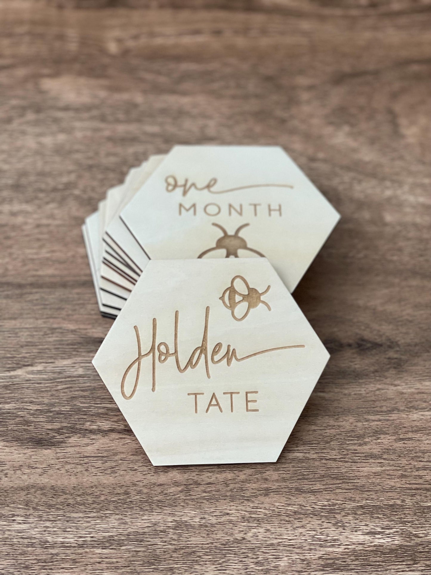 Honeycomb Bees Baby Monthly Milestone Markers & Name Sign