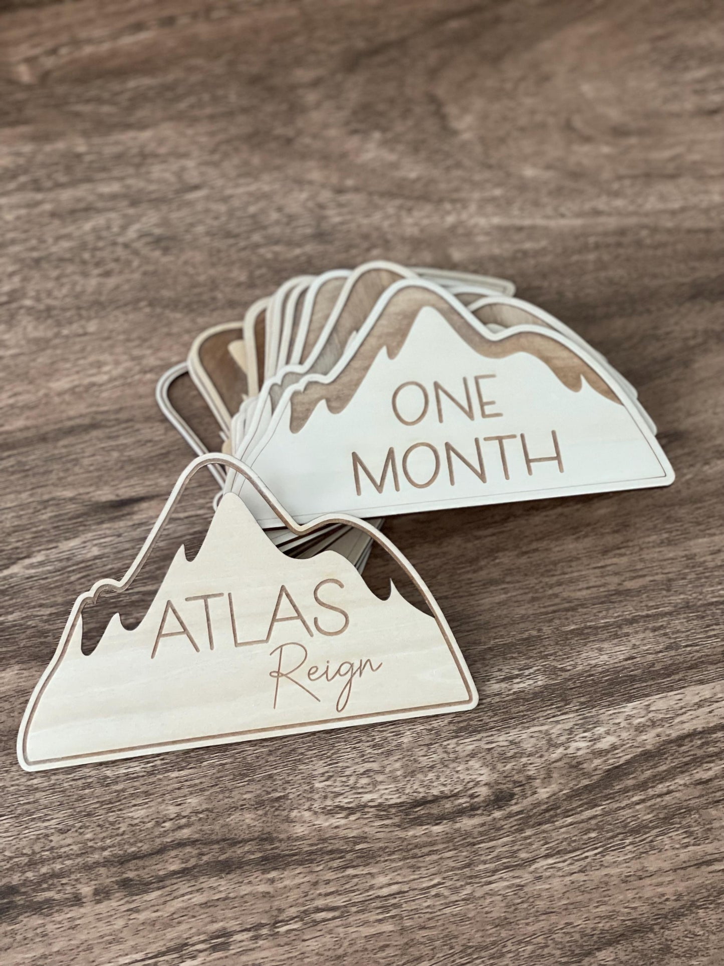 Mountain Baby Monthly Milestone Markers & Name Sign