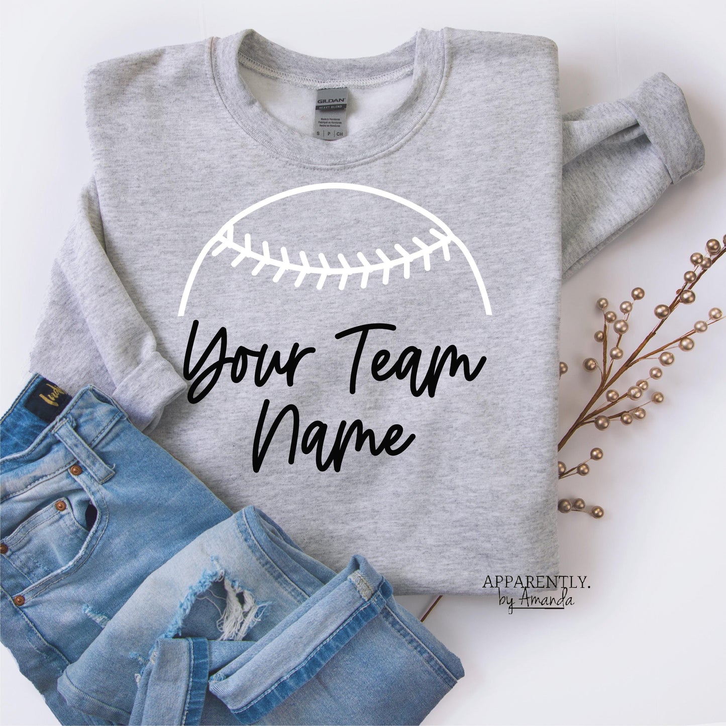 Custom Team Name Baseball Crewneck Sweatshirt. Crewneck Sweater/Sweatshirt.