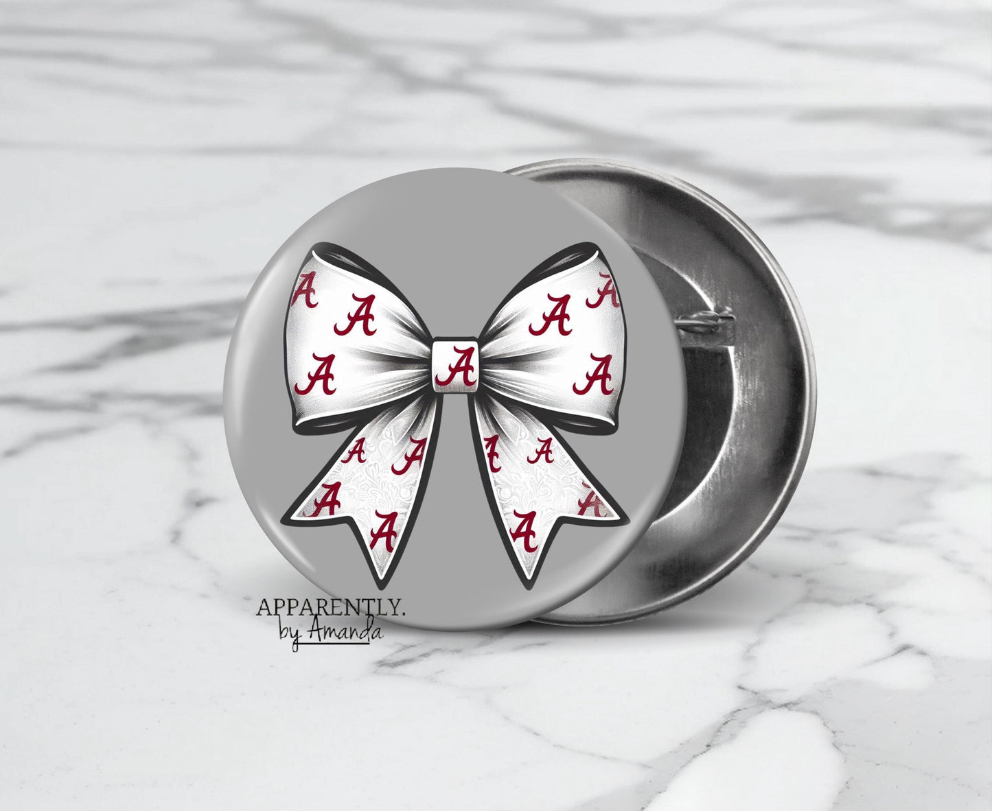 Alabama Bow Coquette Style- Alabama Game Day Button/Pin