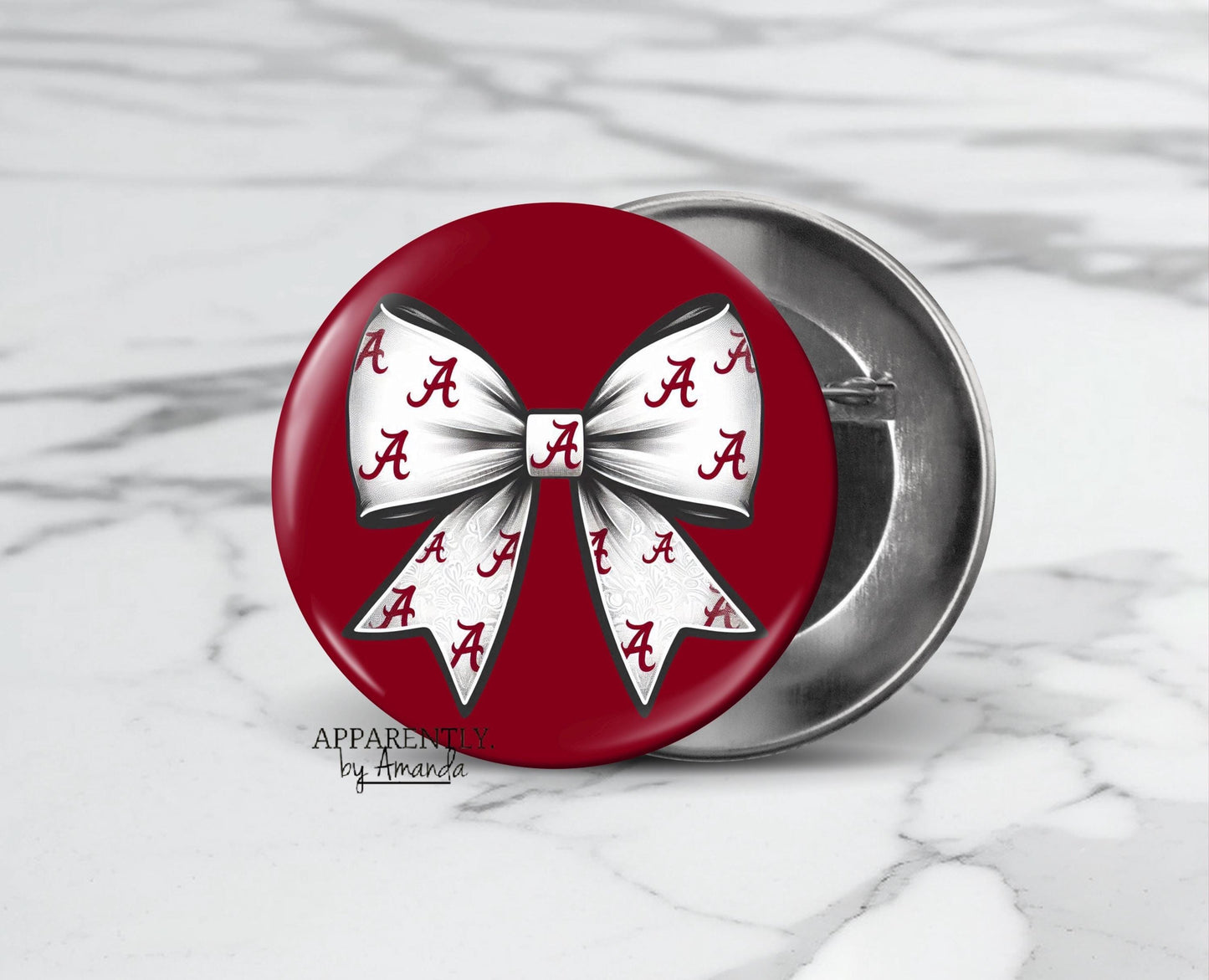 Alabama Bow Coquette Style- Alabama Game Day Button/Pin