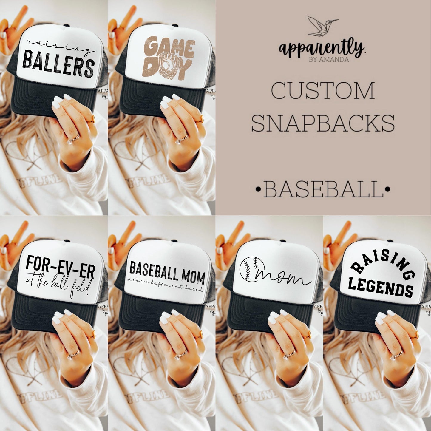 Baseball Themed SnapBack Adjustable Trucker Hat Collection