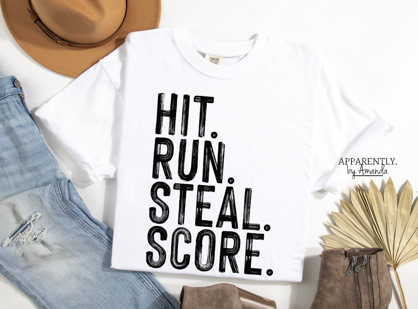 Hit. Run. Steal. Score. Custom Tee | Comfort Colors