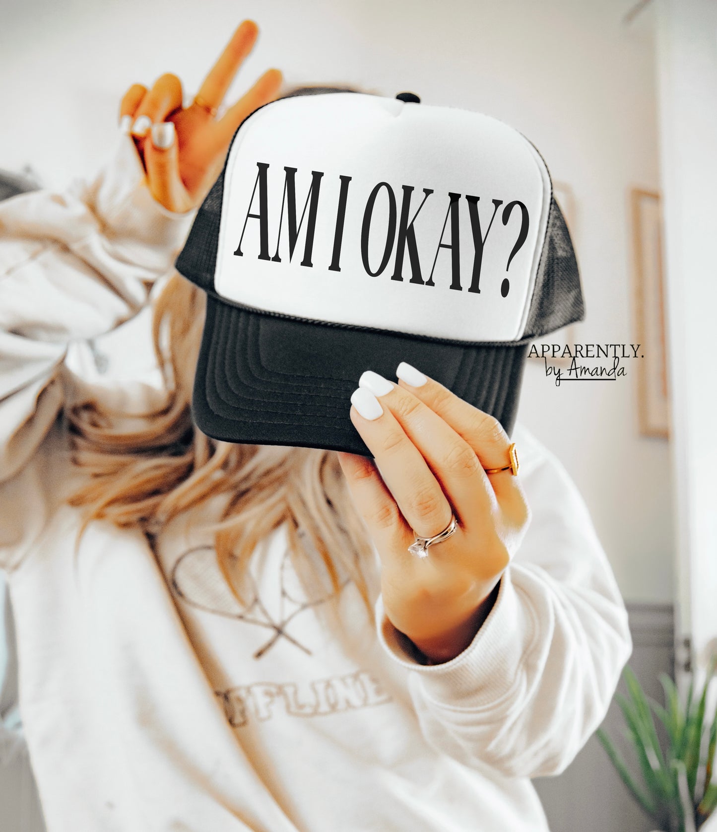 Am I Okay? Snapback Adjustable Trucker Hat | All Caps Edition