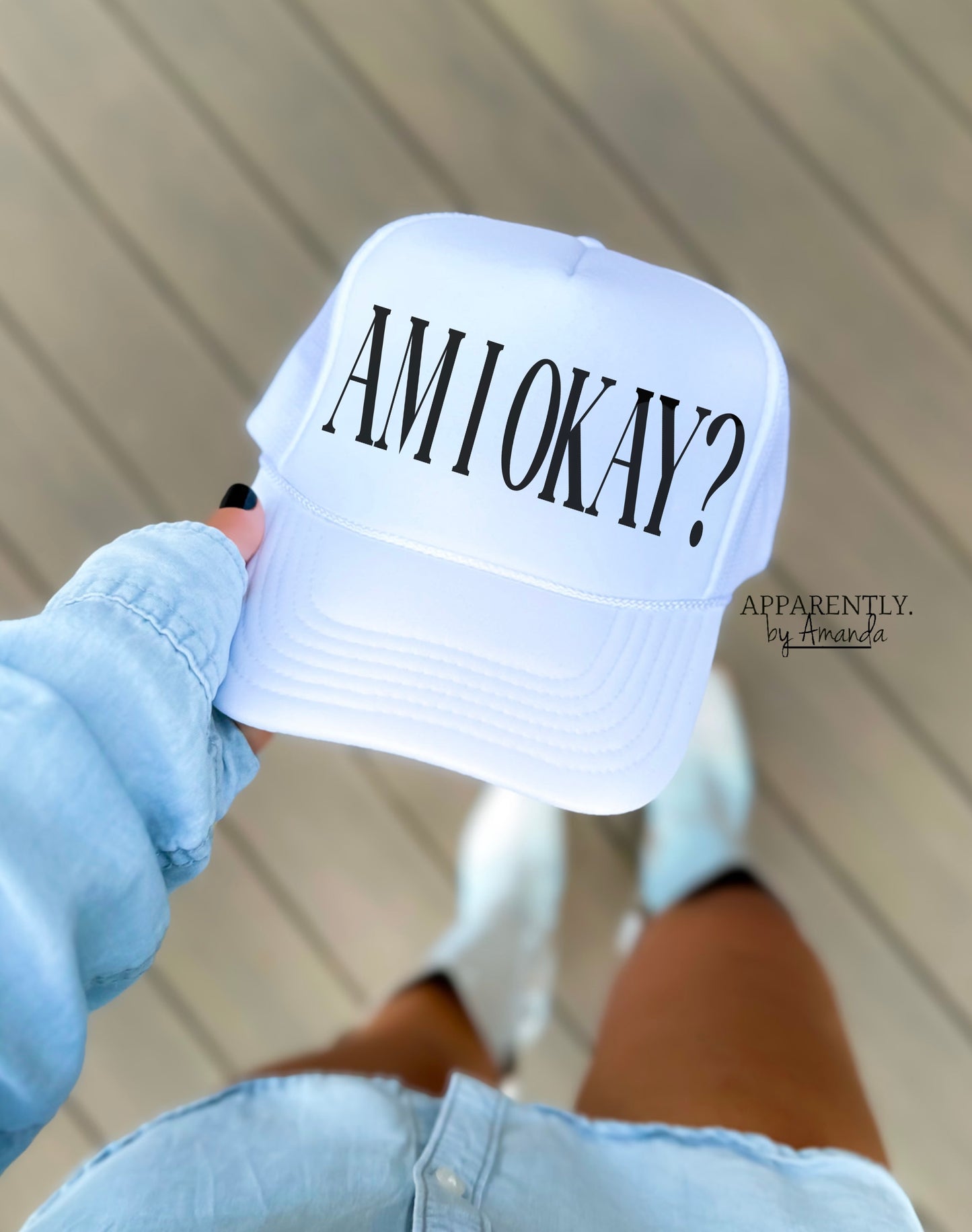 Am I Okay? Snapback Adjustable Trucker Hat | All Caps Edition