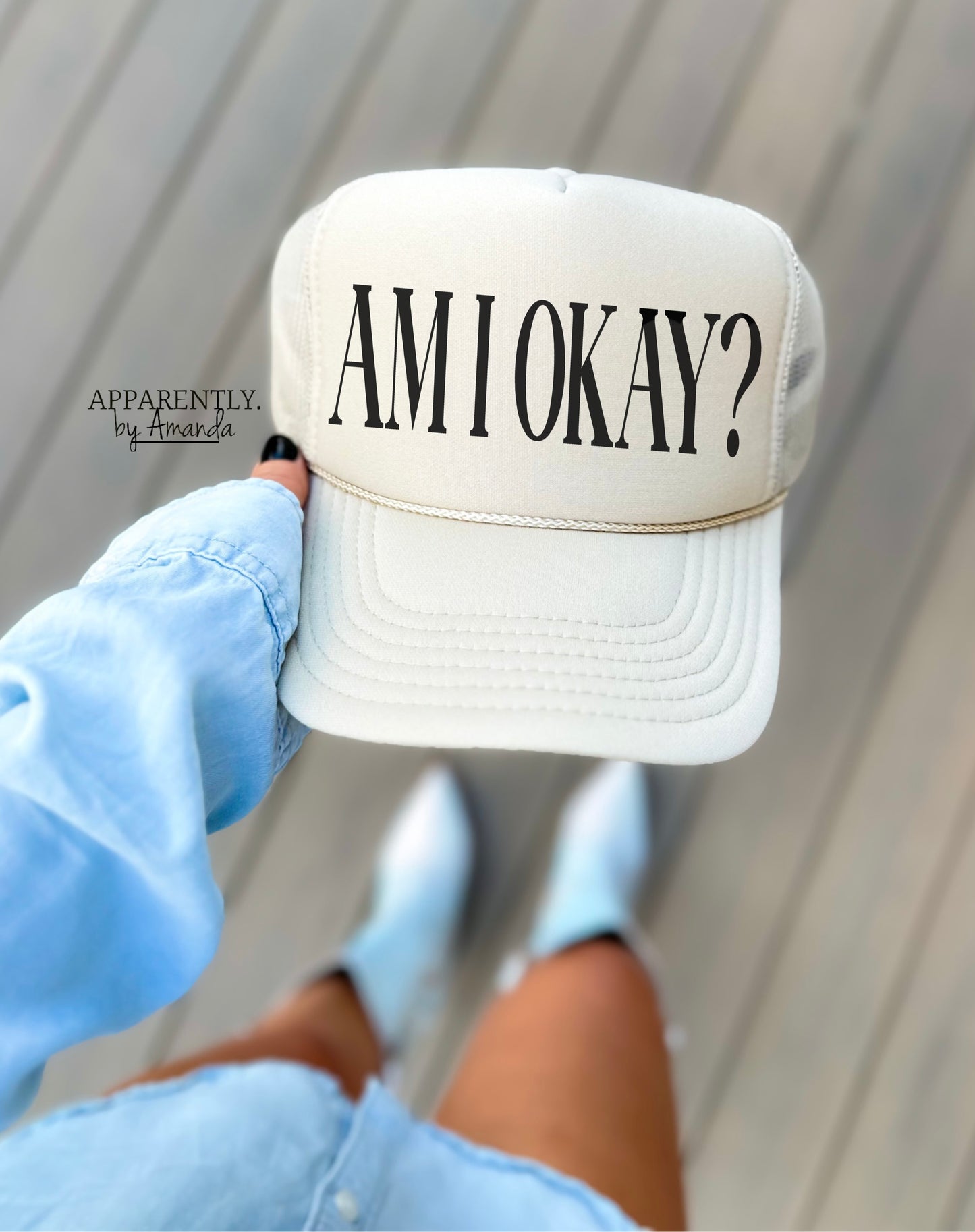 Am I Okay? Snapback Adjustable Trucker Hat | All Caps Edition