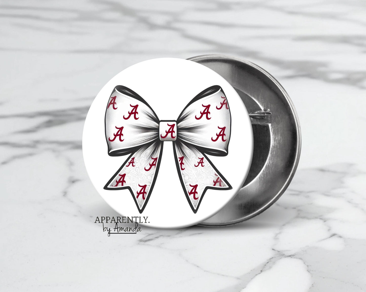 Alabama Bow Coquette Style- Alabama Game Day Button/Pin