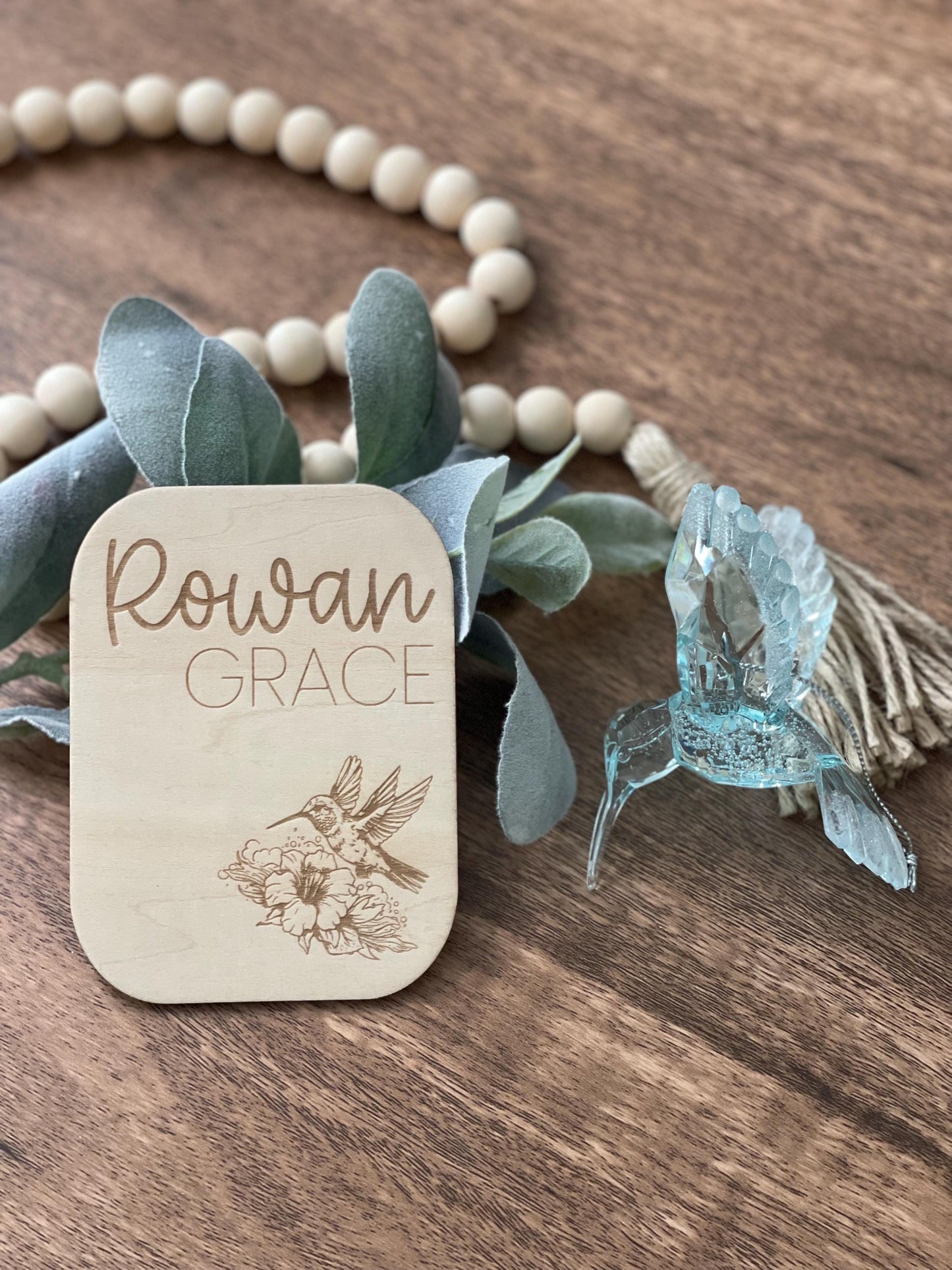 Hummingbird Baby Monthly Milestone Markers & Name Sign