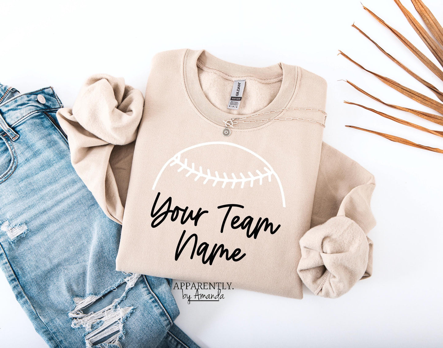 Custom Team Name Baseball Crewneck Sweatshirt. Crewneck Sweater/Sweatshirt.