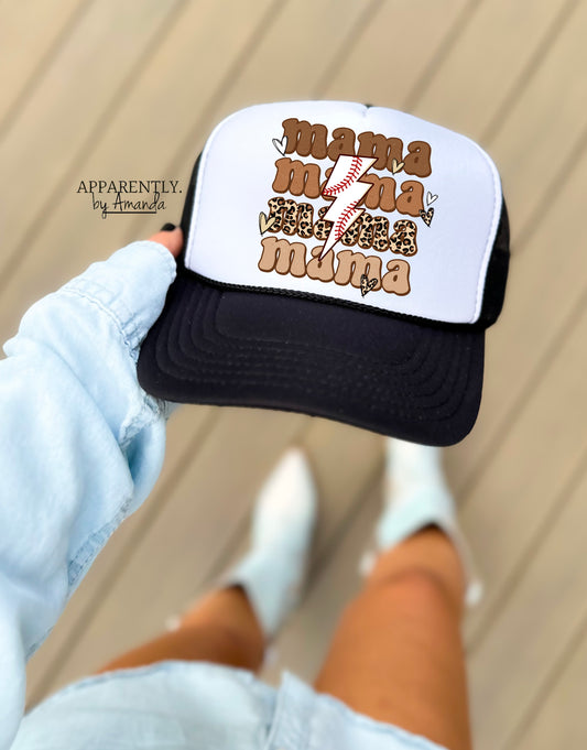 Baseball Mama Leopard Snapback Adjustable Trucker Hat | lowered edition