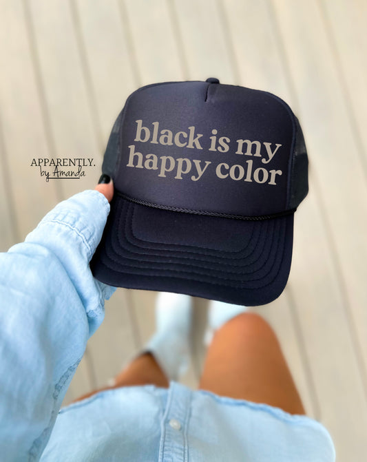 Black is My Happy Color Snapback Adjustable Trucker Hat | lowered edition