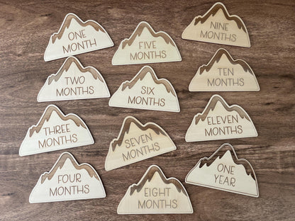 Mountain Baby Monthly Milestone Markers & Name Sign