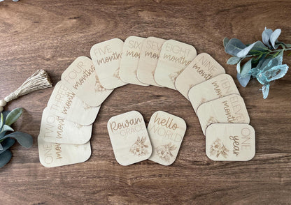 Hummingbird Baby Monthly Milestone Markers & Name Sign
