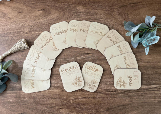 Hummingbird Baby Monthly Milestone Markers & Name Sign