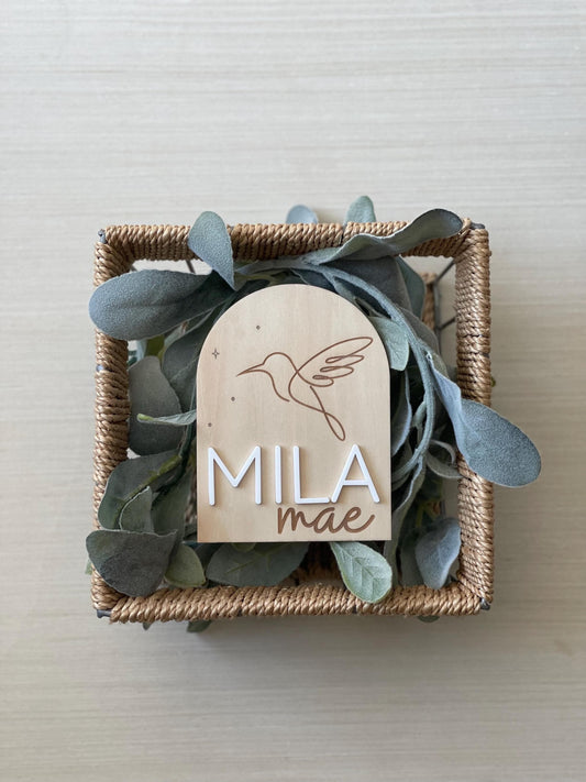 Hummingbird Boho Arch Baby Monthly Milestone Markers + Name Sign