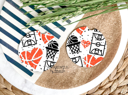 Basketball Court Heart - Car Coaster Set of 2