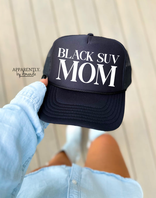 Black SUV Mom Snapback Adjustable Trucker Hat | All Caps Edition