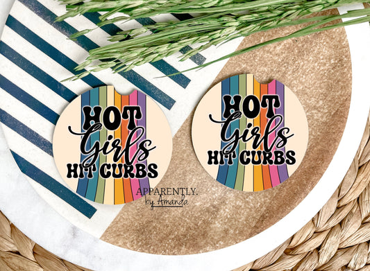 Hot Girls Hit Curbs - Car Coaster Set of 2