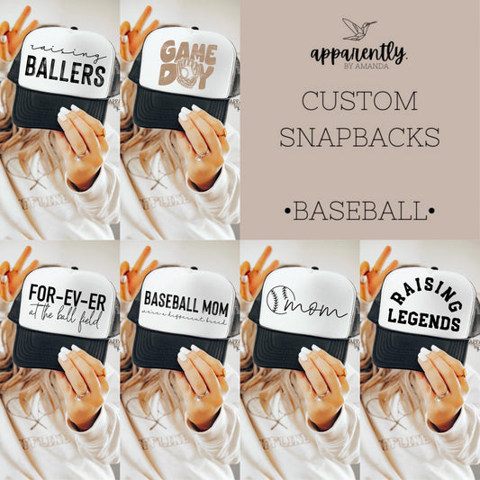Baseball Themed SnapBack Adjustable Trucker Hat Collection