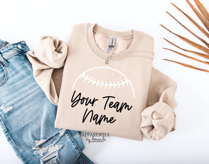 Custom Team Name Baseball Crewneck Sweatshirt. Crewneck Sweater/Sweatshirt.