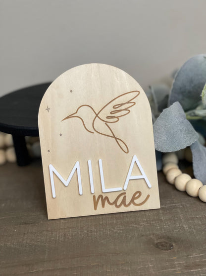 Hummingbird Boho Arch Baby Monthly Milestone Markers + Name Sign